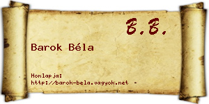 Barok Béla névjegykártya
